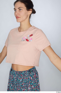 Cynthia casual dressed pink crop t shirt upper body 0002.jpg